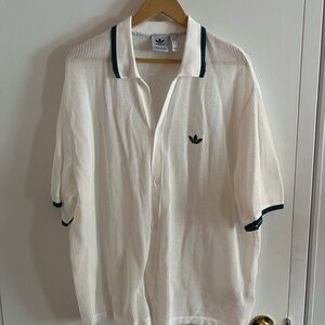 Adidas White Woven Mesh Casual Shirt